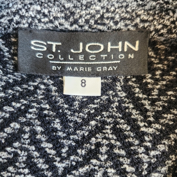 St John Marie Gray Soft Wool Blend Prep Jacket Knit Blazer Classic Luxury Size 8 - Picture 8 of 16